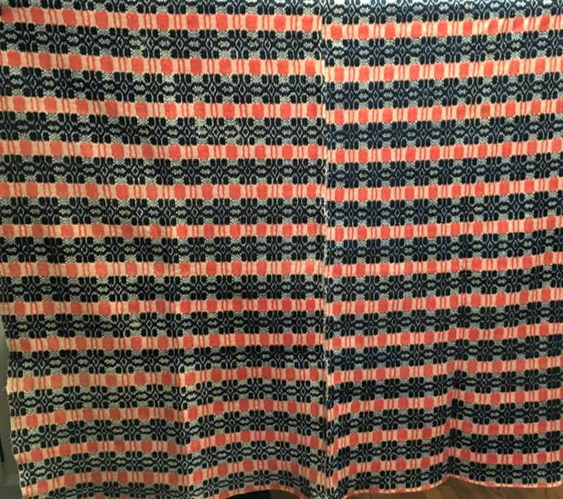 Nearly matched seam shown on reverse side of Whig Rose coverlet