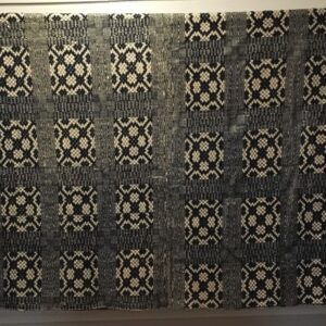 Black and white Whig Rose pattern overshot coverlet