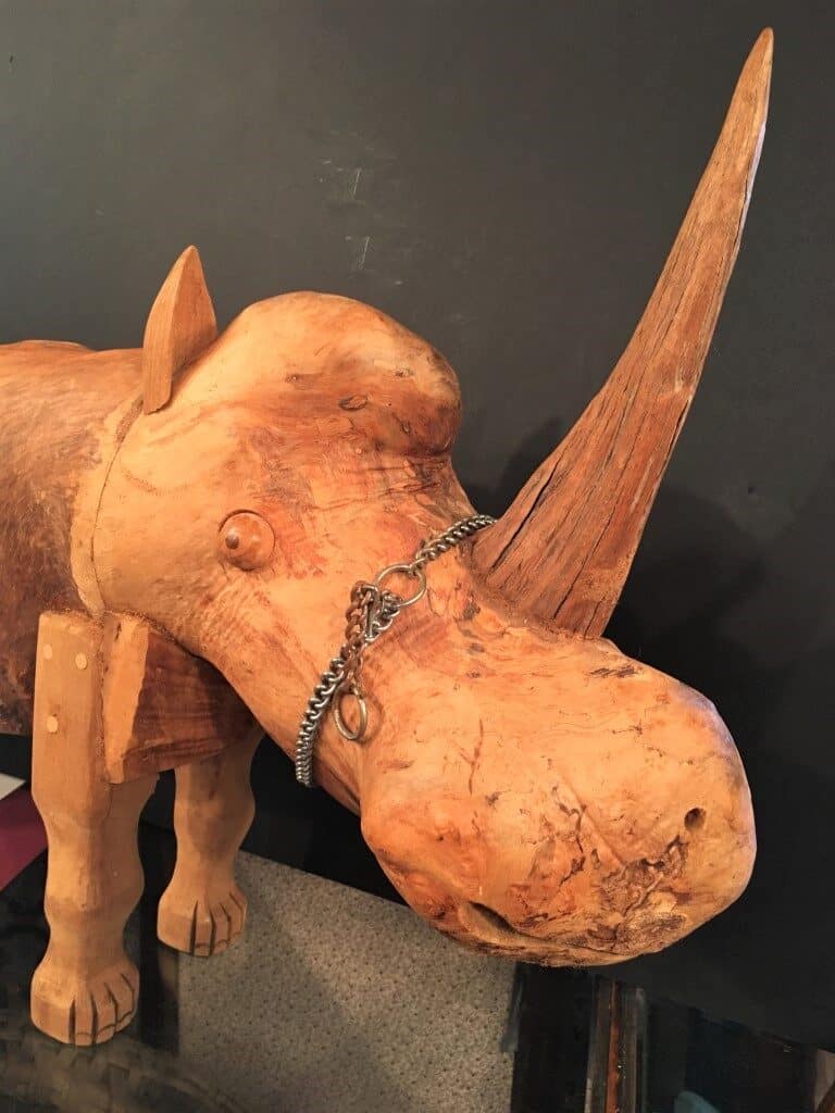 Folk art wooden rhinoceros