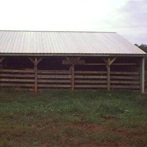 stable and stalls on the Thompson beef cattle farm pictured in 2002