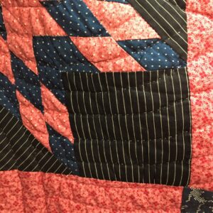 Black material was used to finish off background of blocks when the quilter ran short of plaid.