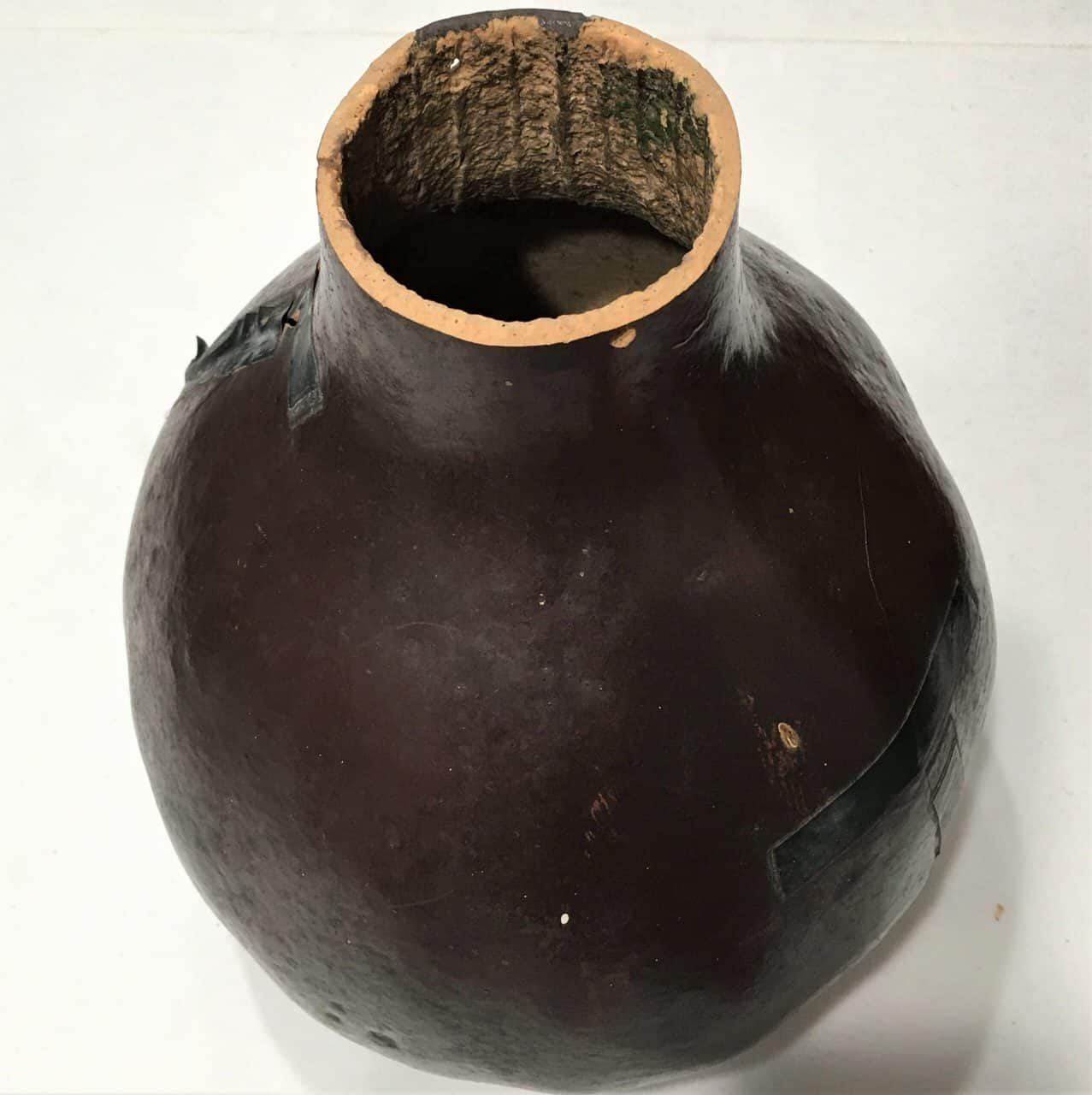 Top view of vase made from a gourd.